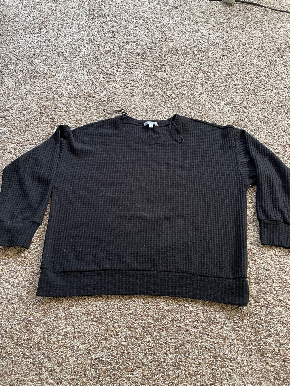 Nine Britton Black Waffle Knit Pullover Top